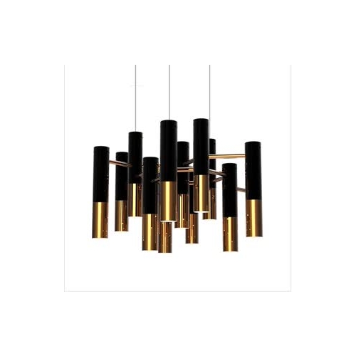 Lampa wisząca GOLDEN PIPE-13 czarno złota 60 cm