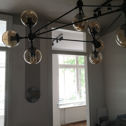 Lampa wisząca ASTRIFERO-21 bursztynowo czarna 165 cm