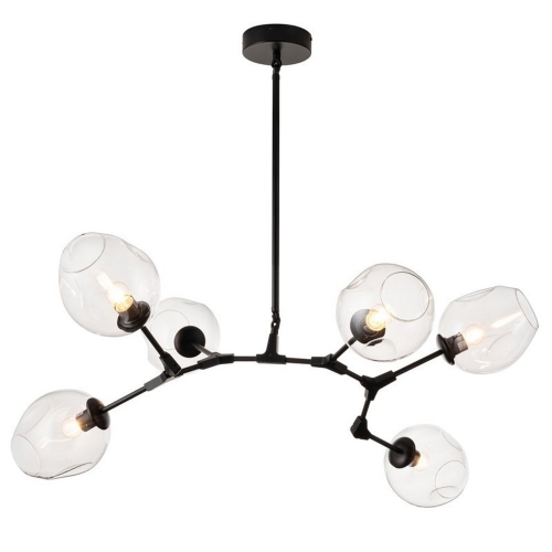 Lampa wisząca MODERN ORCHID-6 transparentno czarna 130 cm