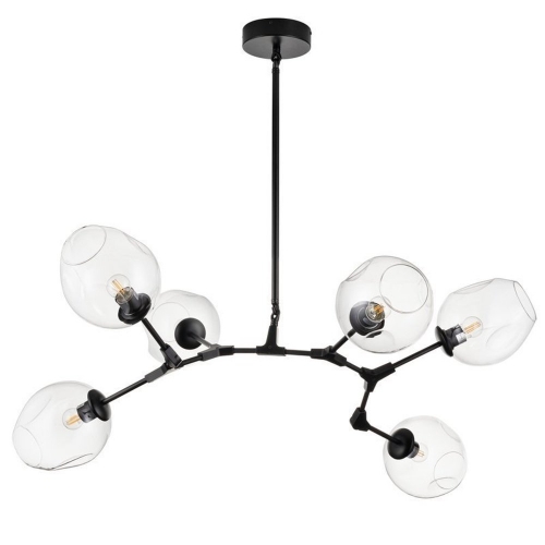 Lampa wisząca MODERN ORCHID-6 transparentno czarna 130 cm