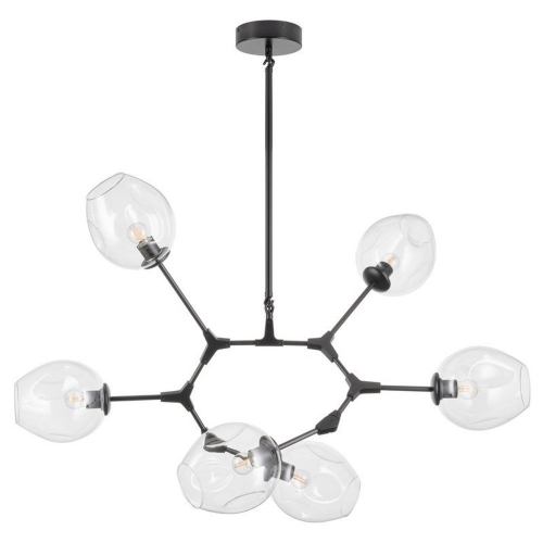 Lampa wisząca MODERN ORCHID-6 transparentno czarna 130 cm