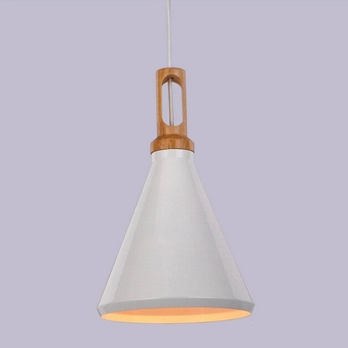 Lampa wisząca NORDIC WOODY biało drewniana 25 cm