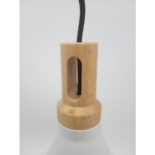 Lampa wisząca NORDIC WOODY biało drewniana 25 cm