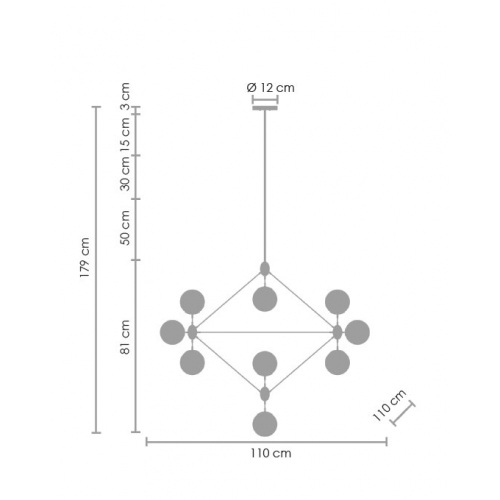 Lampa wisząca ASTRIFERO-15 transparentno czarna 110 cm