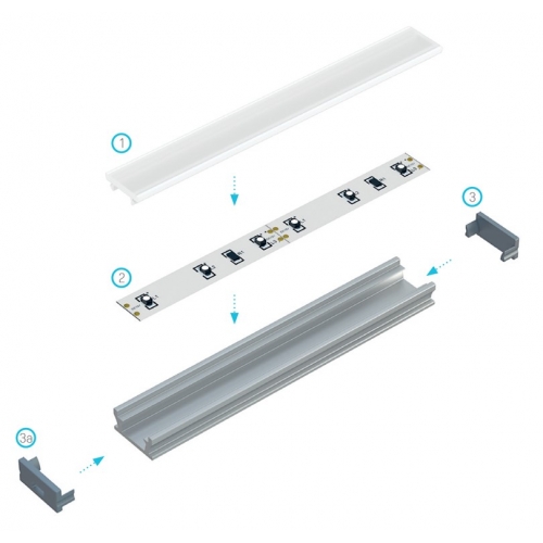 PROFIL ALUMINIOWY SREBRNY TYP T 2m + KLOSZ MLECZNY