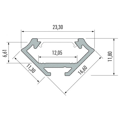 PROFIL ALUMINIOWY NAROŻNY CZARNY TYP C 1m + KLOSZ MLECZNY