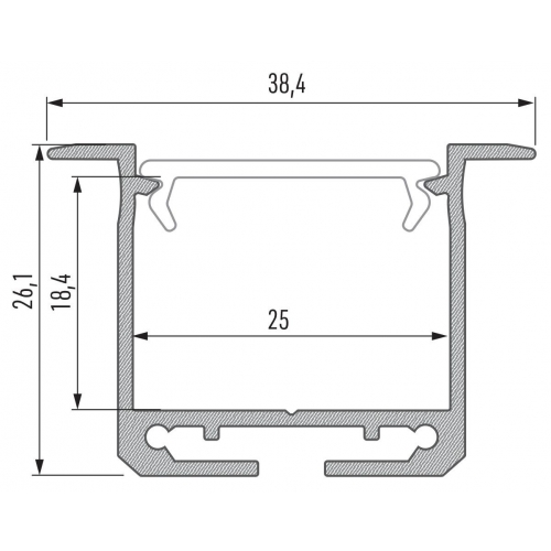 PROFIL ALUMINIOWY SREBRNY TYP K 2m + KLOSZ MLECZNY, SPRĘŻYNA MONTAŻOWA