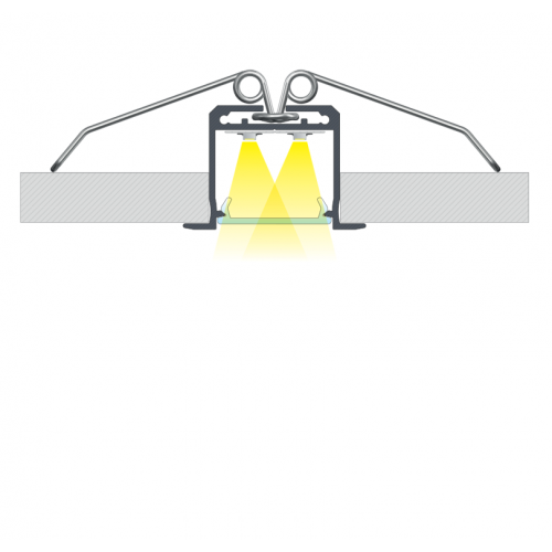 PROFIL ALUMINIOWY SREBRNY TYP K 2m + KLOSZ MLECZNY, SPRĘŻYNA MONTAŻOWA