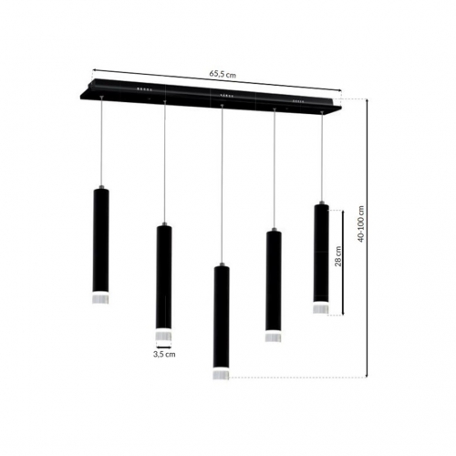 LAMPA WISZĄCA CARBON 5X5W LED