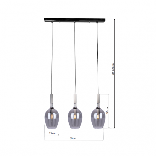 Lampa wisząca LUGANO SMOKED 3xE14