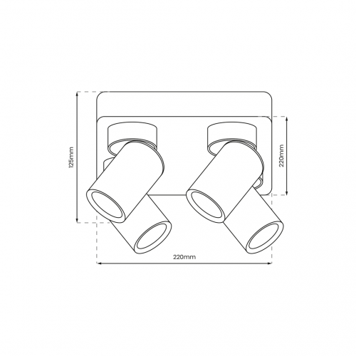 Lampa Sufitowa Andy 4xGU10 Kwadrat Biały + Złoty