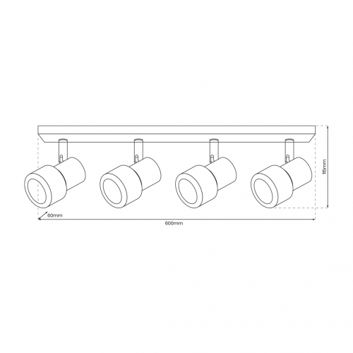 Lampa Sufitowa Cino 4xGU10 Czarny + Chrom