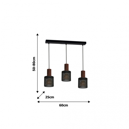 Lampa Wisząca ARES BLACK 3xE27