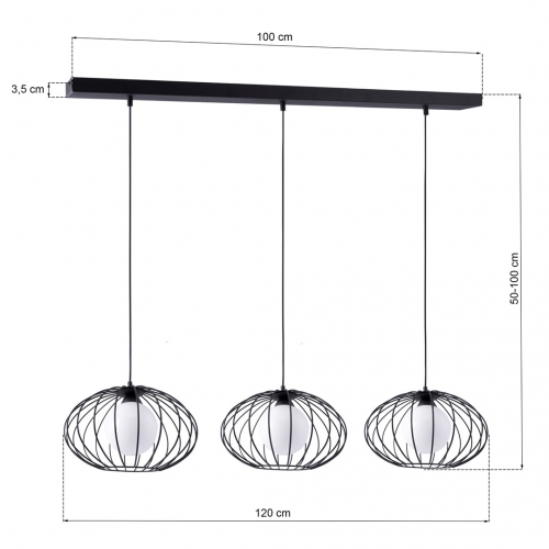 Lampa Wisząca KRONOS BLACK 3xE14