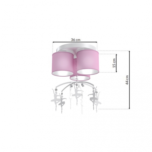 Lampa sufitowa BALETNICA PINK 3xE27