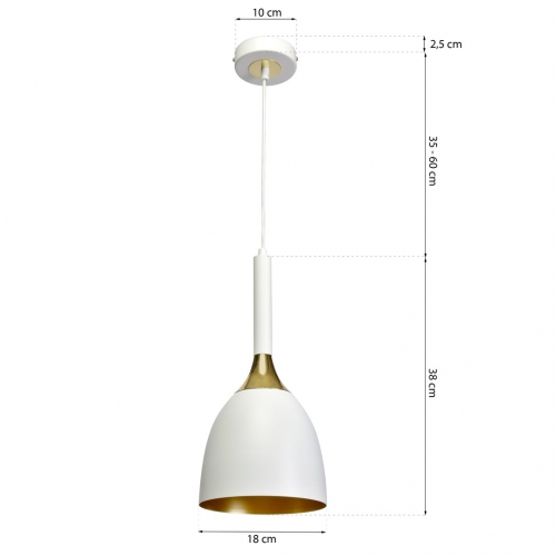 Lampa wisząca CLARK WHITE/GOLD 1xE27