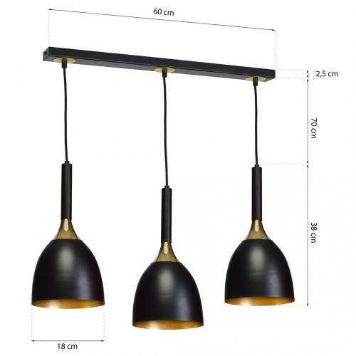 Lampa wisząca CLARK BLACK/GOLD 3xE27