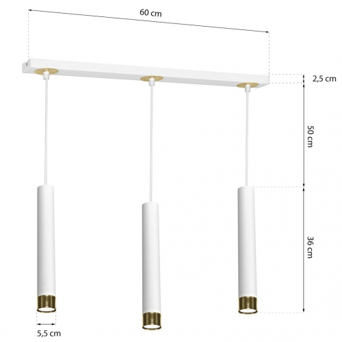 Lampa wisząca DANI WHITE/GOLD 3xGU10