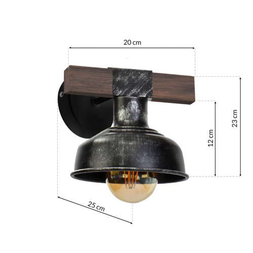 Kinkiet FARO BLACK/WOOD 1xE27 60W