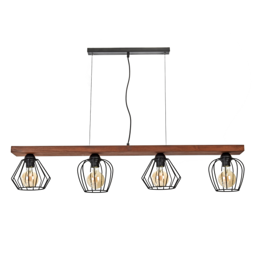 Lampa wisząca OZZY BLACK / WOOD 4xE27 60W