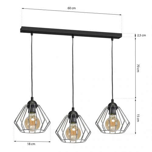 Lampa wisząca NORMAN BLACK 3xE27