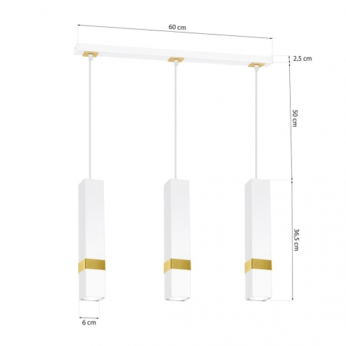 Lampa wisząca VIDAR WHITE/GOLD 3xGU10