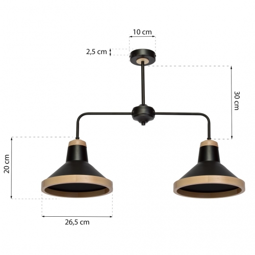 Lampa sufitowa SALMA BLACK / WOOD 2xE27