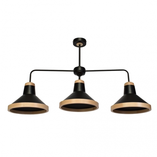 Lampa sufitowa SALMA BLACK / WOOD 3xE27