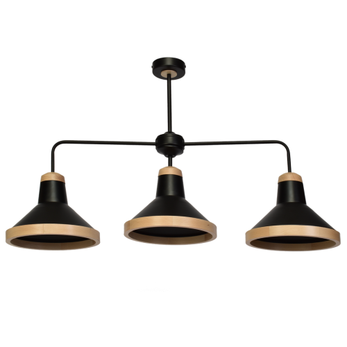 Lampa sufitowa SALMA BLACK / WOOD 3xE27