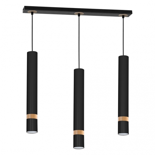 Lampa wisząca JOKER BLACK/WOOD 3xGU10