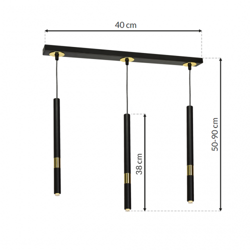 Lampa wisząca MONZA BLACK/GOLD 3xG9 8W