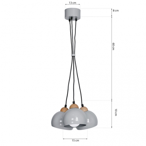 Lampa wisząca DAMA GRAY 3xE27