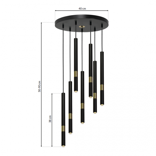 Lampa wisząca MONZA BLACK/GOLD 7xG9 8W