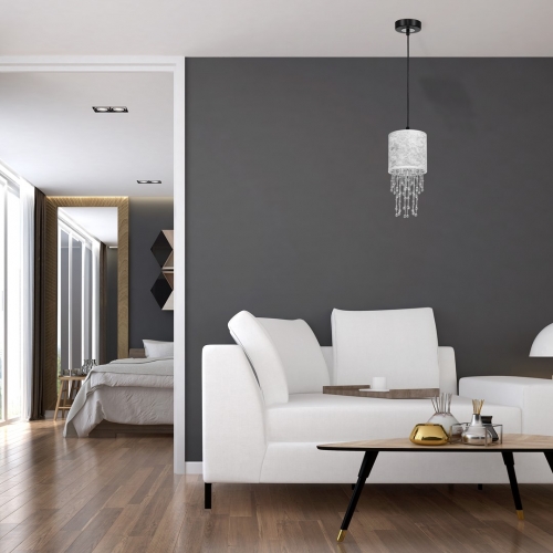 Lampa wisząca ALMERIA SILVER/BLACK 1xE27