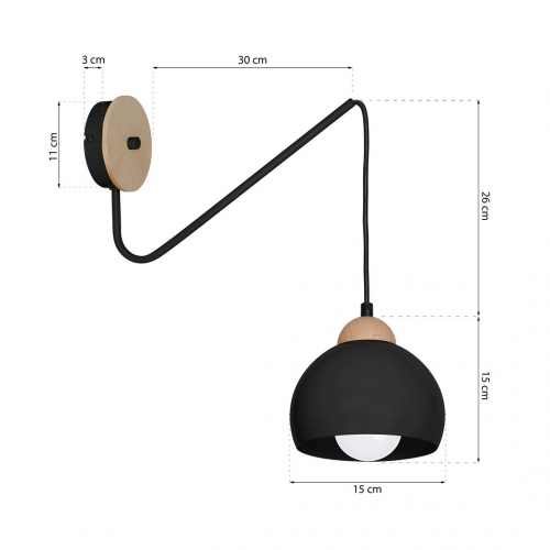 Kinkiet DAMA BLACK 1xE27