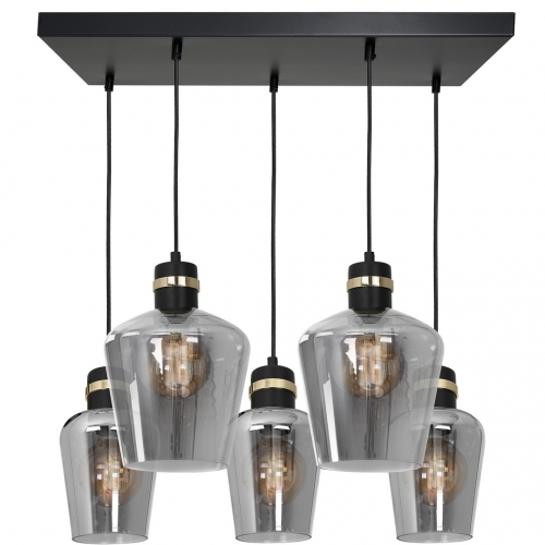 Lampa wisząca RICHMOND BLACK / GOLD 5xE27  Prostokąt