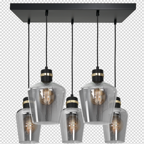 Lampa wisząca RICHMOND BLACK / GOLD 5xE27  Prostokąt