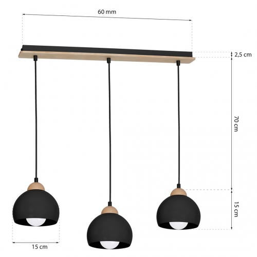 Lampa wisząca DAMA BLACK 3xE27