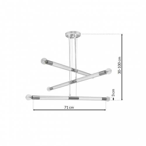 Lampa wisząca BASTONE WHITE / CHROME 6xE14