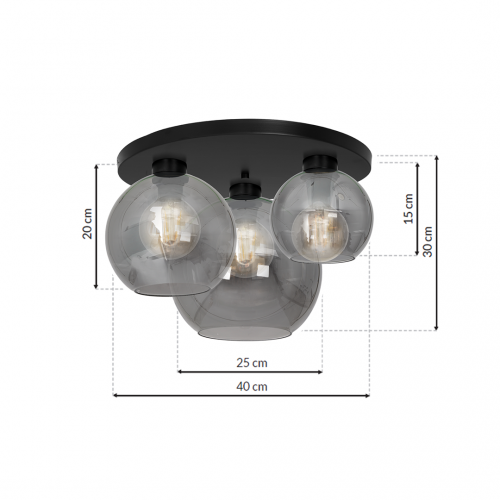 Lampa sufitowa SOFIA SMOKED 3xE27