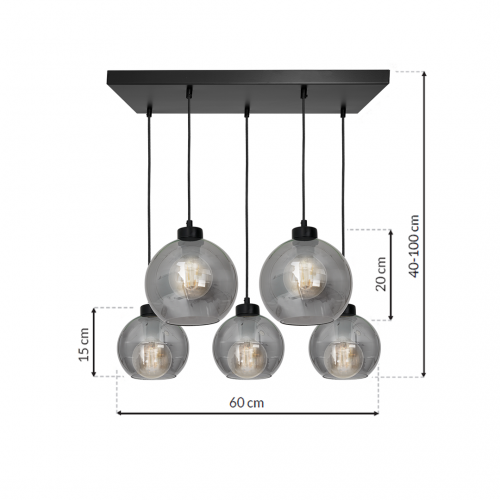 Lampa wisząca SOFIA SMOKED 5xE27