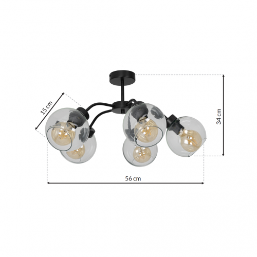 Lampa sufitowa SOFIA CLEAR 5xE27