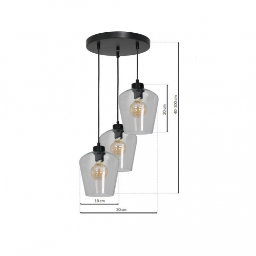 Lampa wisząca SANTIAGO CLEAR 3xE27