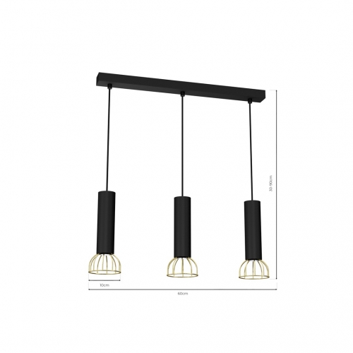 Lampa wisząca DANTE Black/Gold 3x mini GU10