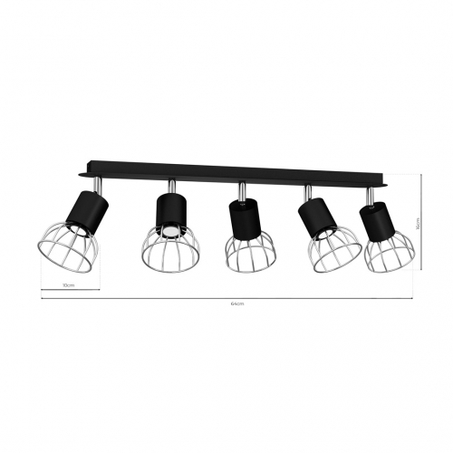 Lampa Sufitowa DANTE BLACK/SILVER 5x mini GU10