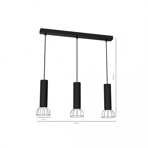 Lampa Wisząca DANTE BLACK/SILVER 3x mini GU10