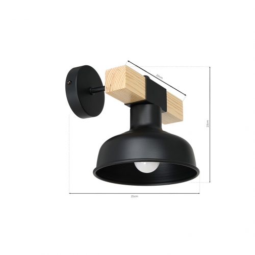 Kinkiet FARO BLACK/NATURAL WOOD 1xE27 60W