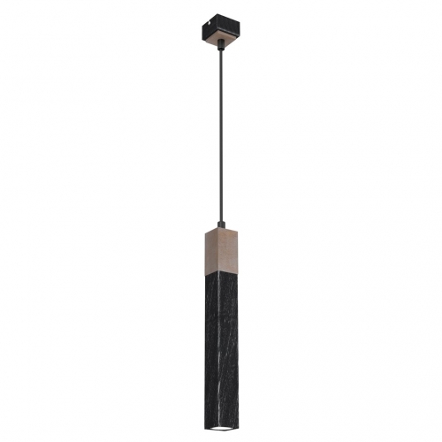 Lampa wisząca SOLO SAWN BLACK / PATINATED WOOD 1x mini GU10