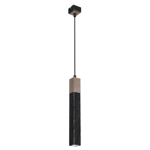 Lampa wisząca SOLO SAWN BLACK / PATINATED WOOD 1x mini GU10