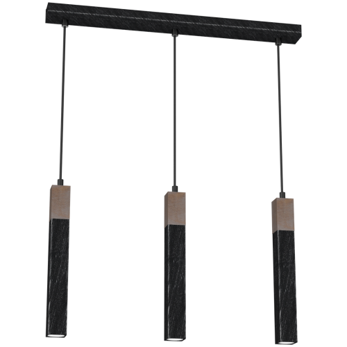 Lampa wisząca SOLO SAWN BLACK / PATINATED WOOD 3x mini GU10